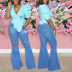 solid color high waist ripped bootcut jeans NSWL135034