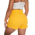 solid color high waist four button denim shorts NSWL135036