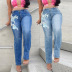 jeans ajustados con apliques de cintura alta de talla grande NSWL135045