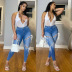 high waist high elastic slim-fit strappy jeans NSWL135053