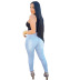 high waist hollow straps slim stretch jeans NSWL135057