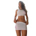 Solid Color Embroidered see-through slim vest and skirt 2 Piece Set NSGCX135069
