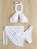 Conjunto de traje de baño de tres piezas con falda de malla de bikini de color sólido con aros NSCSY135084