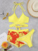 flower print boxer solid color bandage bikini three-piece swimwear set NSCSY135092