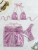 snakeskin pattern drawstring straps bikini short skirt three-piece swimwear NSCSY135096