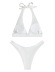 bikini de tiras con costuras transparentes y cuello halter de color liso NSCSY135100