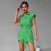 solid color pure cotton sleeveless singl-breasted lapel jumpsuit NSSQS135123