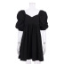 solid color cotton short puff sleeves loose V-neck dress NSSQS135126