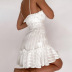 vestido corto escotado de algodón de color liso NSSQS135131