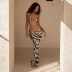 straps wrap chest black and white bikini and skirt set NSHLJ135184