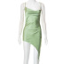 solid color Sleeveless Irregular Satin slip sheath dress NSHLJ135188