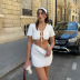 solid color bandage short-sleeved cardigan slim high waist skirt suit NSHLJ135192