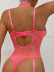 sling hanging neck backless hollow solid color perspective one-piece underwear NSMDN134242