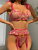 embroidery wrap chest sling high waist color matching see-through underwear set NSMDN134243