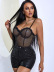 wrap chest hollow backless sling solid color see-through one-piece underwear NSMDN134246