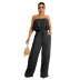 sleeveless ruffle tube top waist wide-leg solid color jumpsuit NSTRS134256