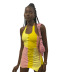 hanging neck backless slim slit color matching dress NSKKB134263