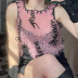 slim short round neck cross lace-up hit color knitted see-through vest NSCOK134284