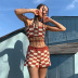 sling backless cross strappy slim high waist plaid vest and shorts suit NSCOK134300