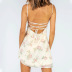 backless cross suspender slim lace-up short floral dress NSAG134323