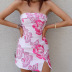 tube top backless slim slit flower print dress NSAG134324