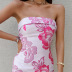 tube top backless slim slit flower print dress NSAG134324