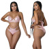 conjunto de tres piezas de bikini de color sólido hueco de cintura alta sin espalda con cabestrillo de taladro caliente NSCYF134348