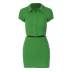 button solid color short-sleeved lapel high waist slim top and skirt suit NSHTL134352