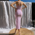 backless slim slit cross suspender solid color dress NSHTL134353