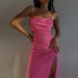 slim slit cross sling backless high waist solid color dress NSHTL134363