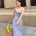 vestido floral de cintura alta y escote con tirantes sin espalda NSHTL134368