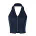 zipper solid color lapel sleeveless slim vest NSHTL134372