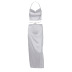 hanging neck backless high waist slim solid color vest and skirt set NSHTL134373
