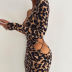 vestido con estampado de leopardo de cintura alta de manga larga ajustado hueco de un solo hombro NSHTL134377