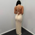 backless lace-up slim hanging neck high waist long solid color dress NSHTL134386