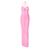 backless lace-up slim hanging neck high waist long solid color dress NSHTL134386