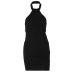 backless sleeveless slit hanging neck slim solid color dress NSHTL134394