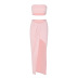 tube top slim backless high waist slit solid color vest and skirt suit NSHTL134399
