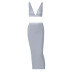V-neck backless sling high waist tight solid color vest and skirt suit NSHTL134400