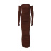 vestido de color sólido de cintura alta sin espalda con parte superior de tubo delgado con fundas de manga NSHTL134410