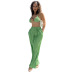 hanging neck backless wrap chest high waist wide-leg solid color vest and pant set NSCOK134419