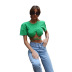 round neck short-sleeved lace-up slim navel solid color T-shirt NSCOK134422