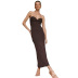 slim slit tube top backless solid color dress NSCOK134455