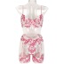 embroidery high waist sling backless color matching see-through underwear 4-piece set NSMXF134467