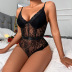 high waist sling backless low-cut solid color lace one-piece underwear NSMXF134470