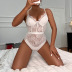 wrap chest low-cut backless sling high waist solid color lace one-piece underwear NSMXF134471