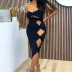 hollow tube top backless kinked tight solid color dress NSJYF134490