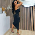 hollow tube top backless kinked tight solid color dress NSJYF134490