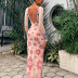 print backless long-sleeved tight high waist flower print dress NSJYF134499