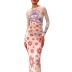 vestido estampado de flores de cintura alta ajustado de manga larga sin espalda estampado NSJYF134499
